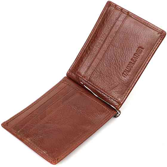 Зручний затискач для грошей із натуральної гладкої шкіри ST Leather 19427 Коричневий Київ