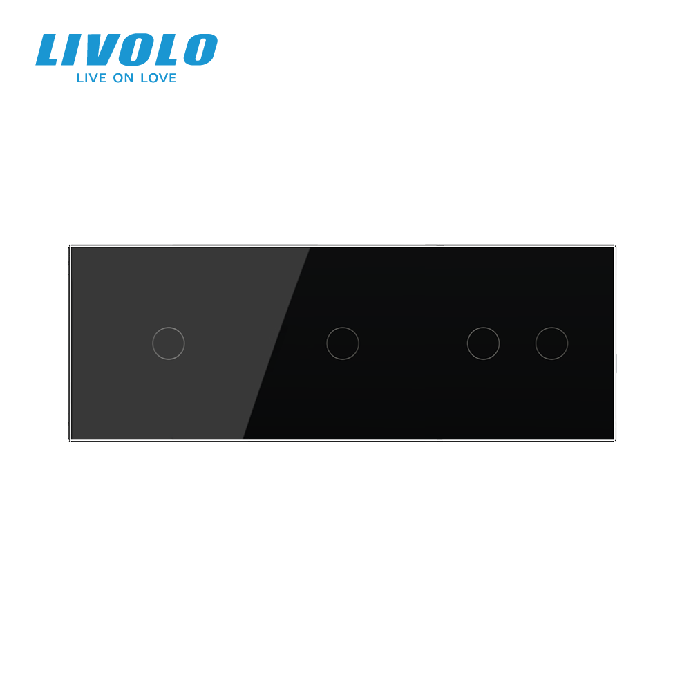 LIVOLO Сенсорний вимикач 4 сенсора (1-1-2) LIVOLO чорний матовий скляний Коломия - фото 6