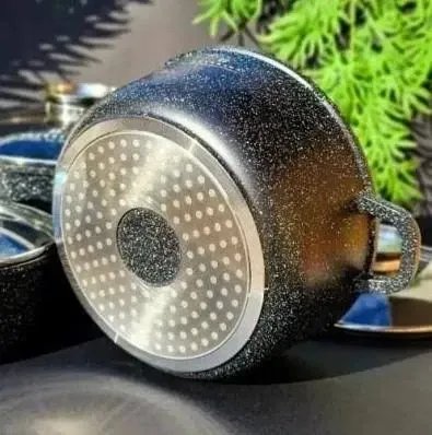 Казан UNIQUE UN-5276 5,5 л, 26 см, круглый, с мраморным антипригарным покрытием, черный цвет Одесса - изображение 3