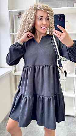 Женское базовое повседневное платье микро вельвет Графит, 42/44 Одесса