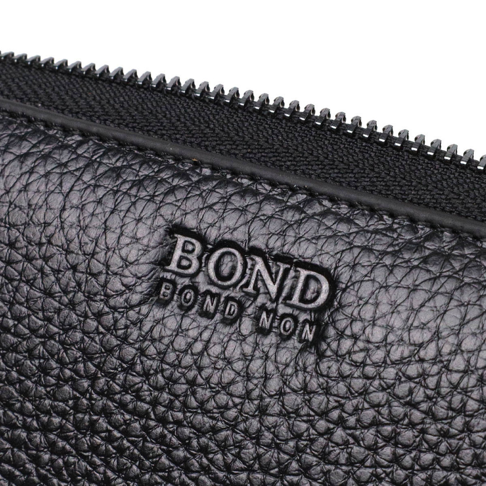 Практичний чоловічий клатч із двома відділеннями з натуральної шкіри BOND 22027 Чорний Київ - фото 5