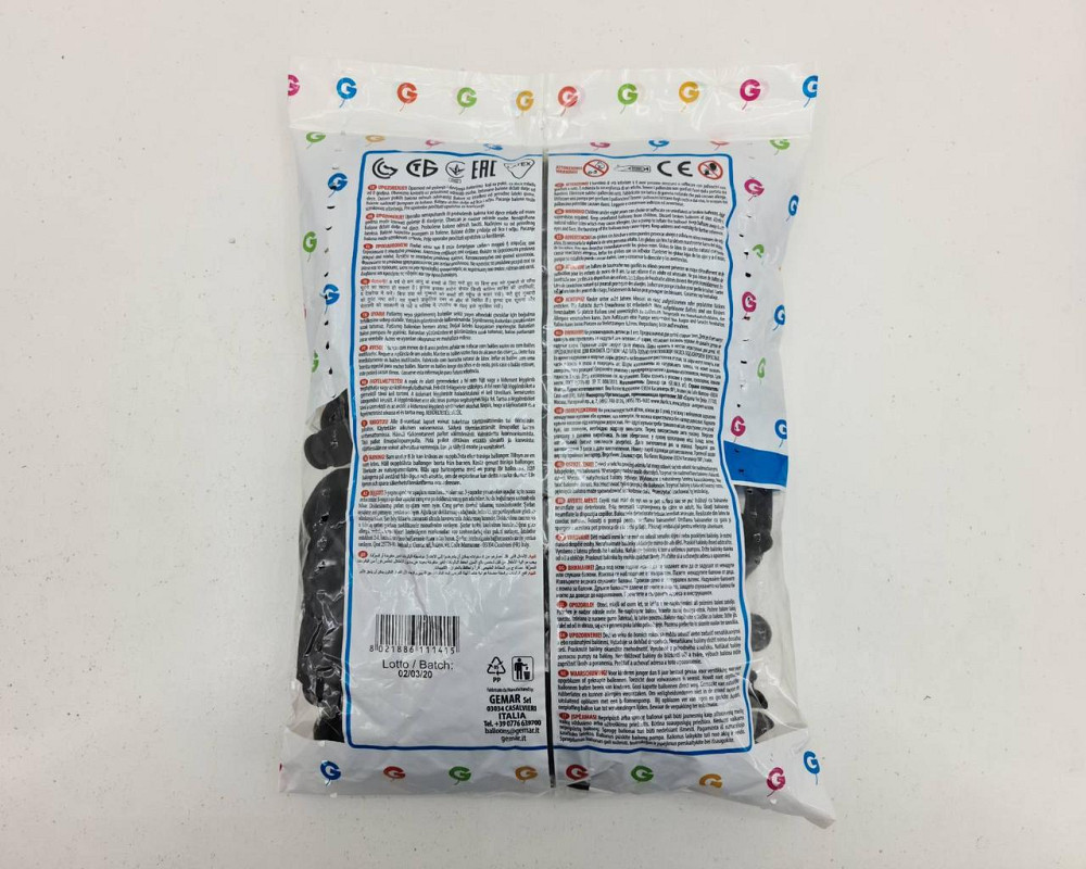 Повітряні кульки пастель чорні 12" (30 см) 100 шт Gemar (1 пач.) Харків - фото 3