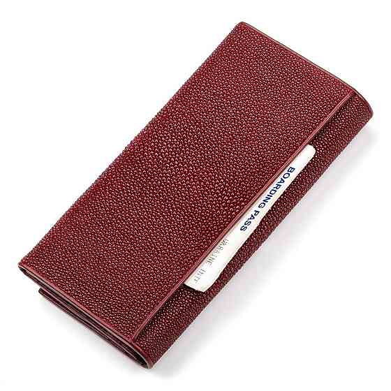 Кошелек женский STINGRAY LEATHER 18097 из натуральной кожи морского ската Бордовый Киев