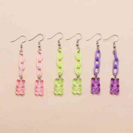 Детские серьги мишки, набор - длина 7см, размер мишки 1,6*1см, смола, пластик Киев