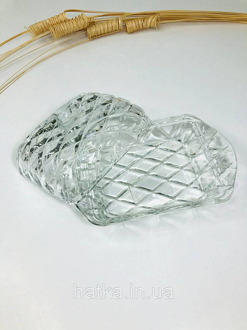 Маслянка скляна прозора "Монарх" довжина 17*10,5*9 см товсте скло Київ - фото 2