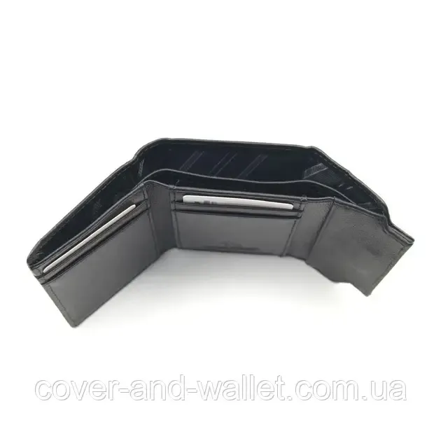 Небольшой женский кожаный кошелёк черного цвета с монетницей на молнии Marco Coverna Киев - изображение 8