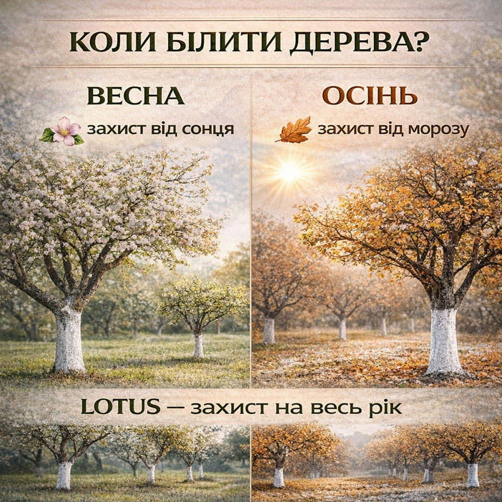 Фарба садова для дерев LOTUS 1 л білосніжна бактерицидна для побілки дерев і кущів, фарба для захисту саду від сонця та шкідників Харків - фото 10