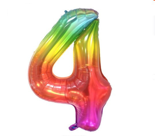 Шарик цифра 4 фольгированная 40 дюймов разноцветный Киев - изображение 1