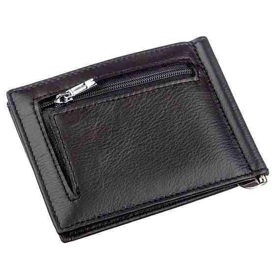 Затискач з монетницьою на блискавки ST Leather 18948 Чорний Київ