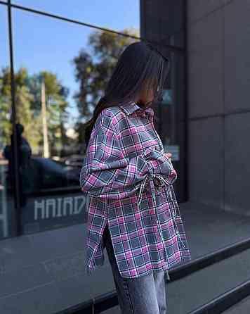 Жіноча базова сорочка кімоно оверсайз у клітинку турецька фланель Сірий Одеса