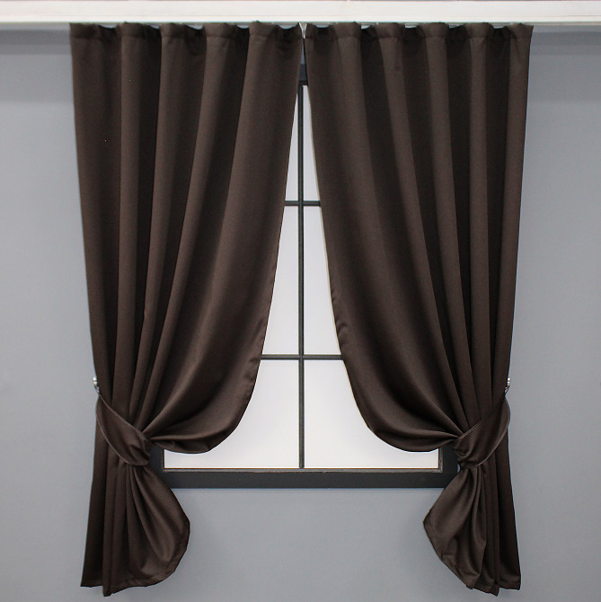 Комплект коротких штор VR-Textil Блэкаут Midnight № 1678ш Венге 140х170 см 2 шт (35-0325) Киев - изображение 1