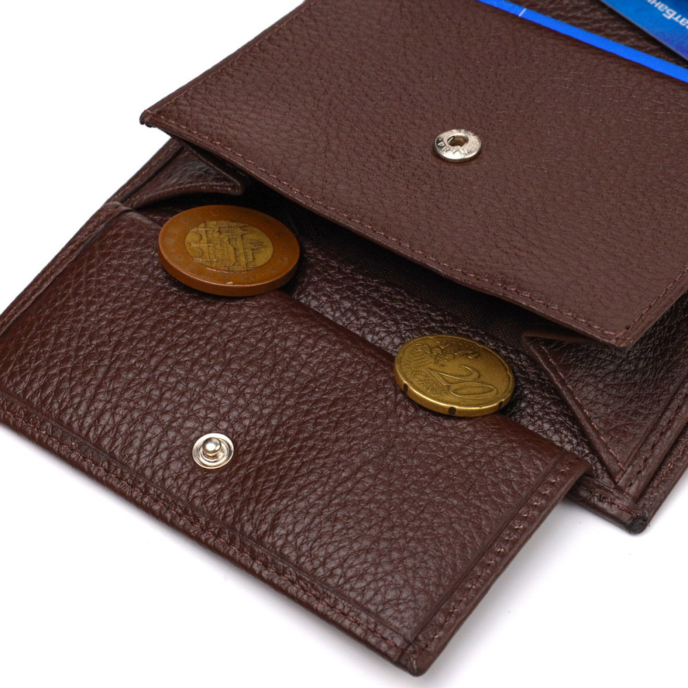 Мужской современный кошелек вертикального формата из натуральной кожи CANPELLINI 21756 Коричневый Киев - изображение 4