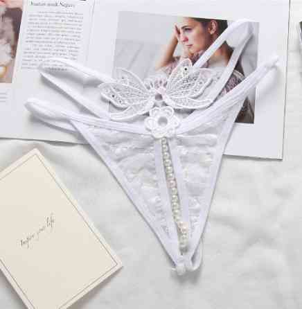 Трусики з бусинками та метеликами білі - розмір універсальний (на резинці), 15% нейлон, 85% поліестер Київ