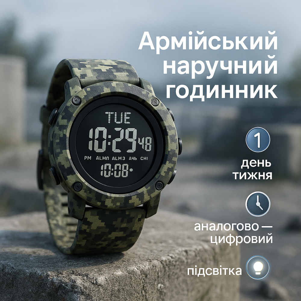 Електронний спортивний годинник, Військовий годинник для військовослужбовця Спортивний міцний BT-27 Львів - фото 10