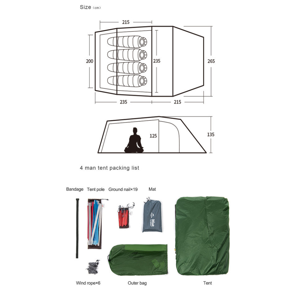 Палатка трехместная Naturehike Opalus, UL, NH17L001-L, светло-зеленая Киев - изображение 7