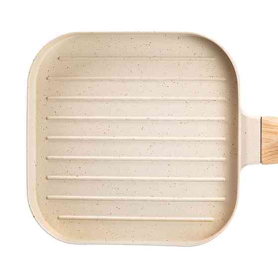 Сковорода гриль квадратна 18×18 см рифлена з гранітним покриттям бежева HP39568W Коломия