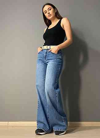 Джинси жіночі Vanver 2007 палаццо широкі з поясом сині, синій, 28, 28, 76 см, 107 см Київ