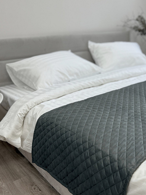 Ecotton Покривало-доріжка на ліжко Ecotton 70х230 см Саші антиалергенна двостороння сіра Nid Gr Коломия - фото 1