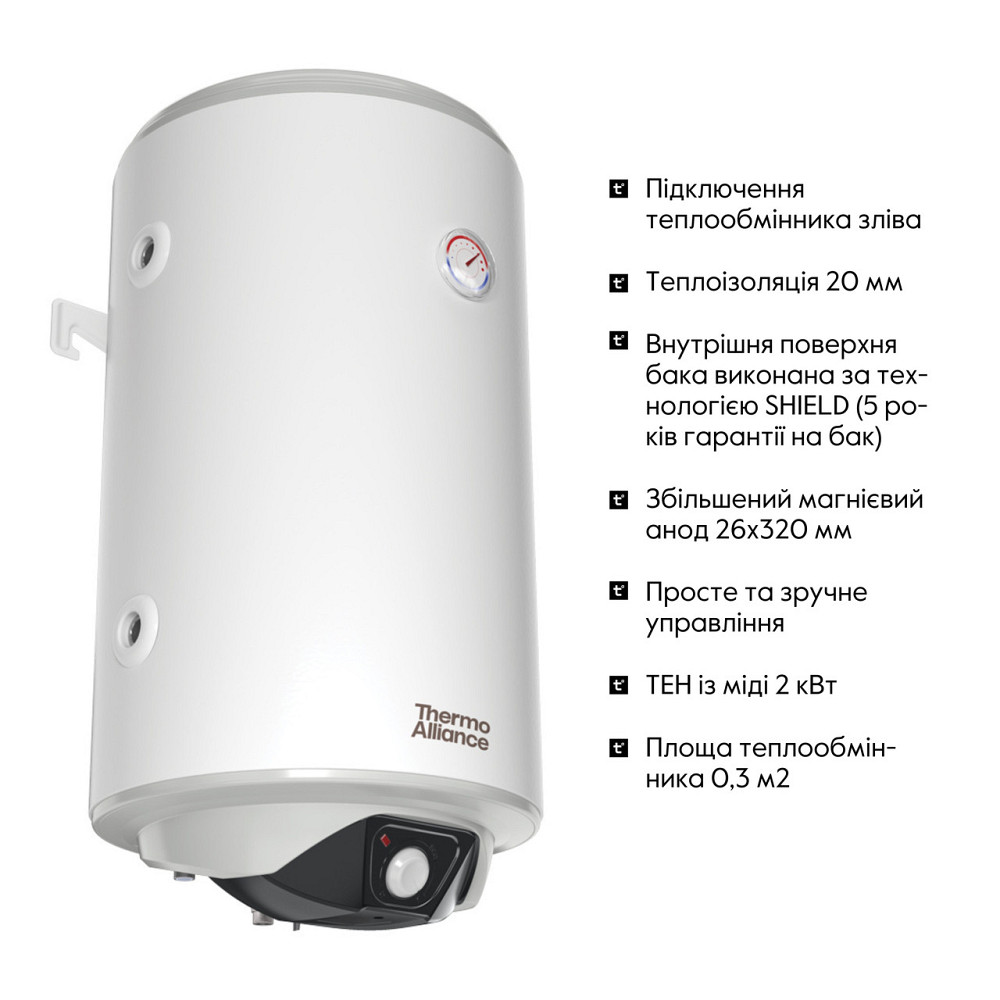 Водонагреватель электрический комбинированный Thermo Alliance вертикальный 80 л. т.о. 0,24 кв.м левый, мокрый ТЭН 2,0 кВт (CWH Киев - изображение 4