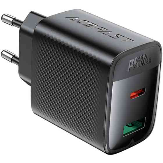 Зарядний пристрій 2xUSB 45W (USB-C+USB-A) Gan A106 Black Acefast Винница
