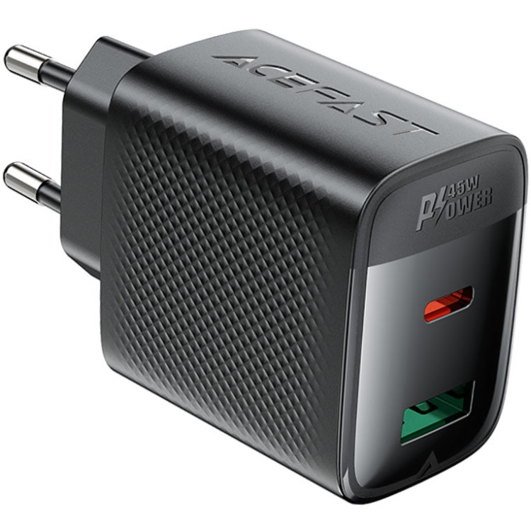 Зарядний пристрій 2xUSB 45W (USB-C+USB-A) Gan A106 Black Acefast Винница - изображение 2