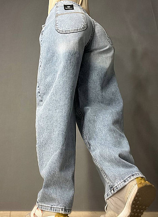 Джинси жіночі Mikaletta 9505 SKATER BALON jeans широкий крій банани косі кишені блакитні, блакитний, Одеса - фото 4
