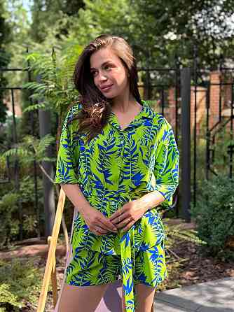 Костюм жіночий літній штапель-шовк Зелений XL-2XL Харків