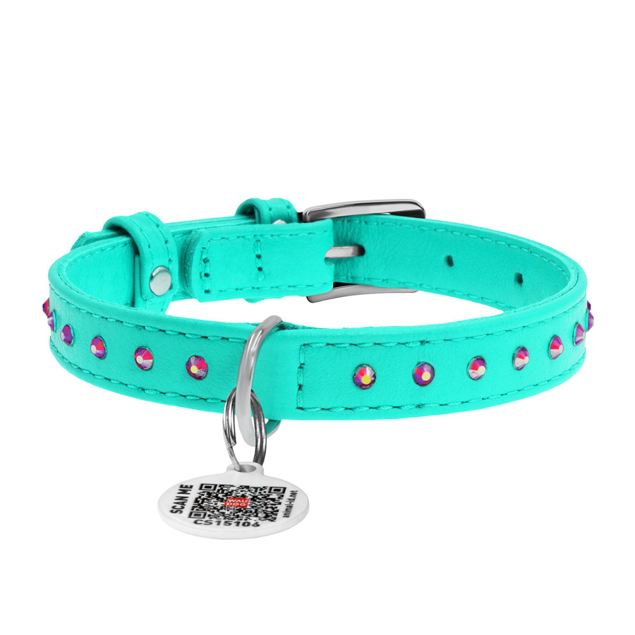 Нашийник для собак шкіряний WAUDOG Glamour з QR паспортом, з клейовими стразами, Ш 12 мм, Дов 2 Коломыя - изображение 3