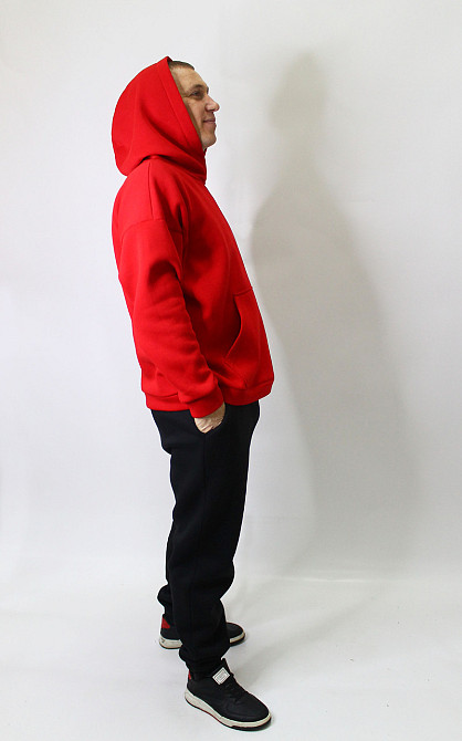 Чоловічий спортивний теплий костюм на флісі Червоно-чорний 46 Харків - фото 8