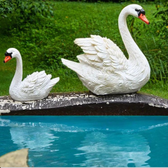 Фигурки из полистоуна Лебеди 2 шт 10 х 9.5 х 4.5 см для микроландшафта. Набор Одесса