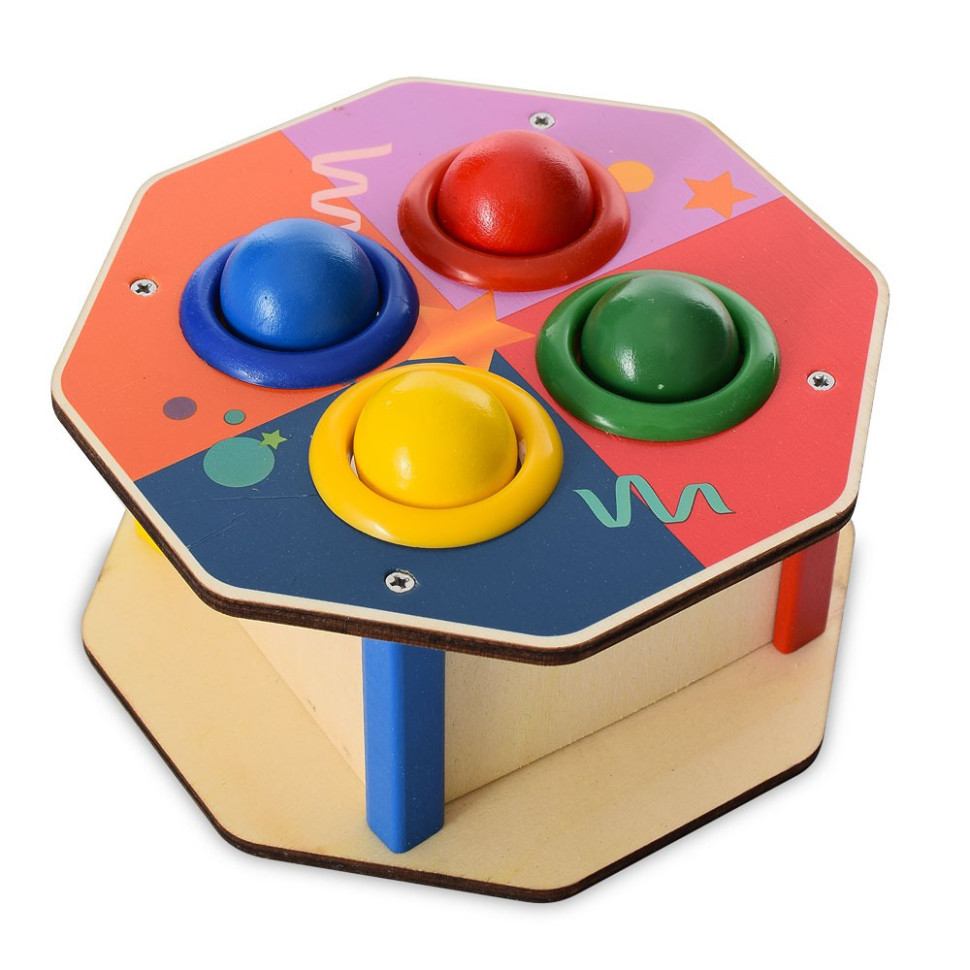 Дерев'яна іграшка стукачка "Шестигранник" MD 1682F, молоток Вінниця - фото 1