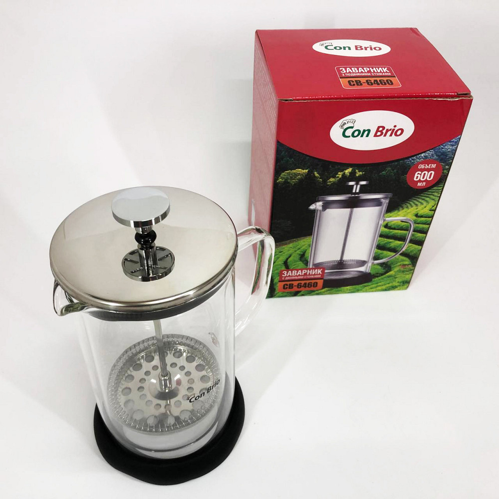 Чайник заварник Con Brio CB-6460 600 мл, Стильный чайник заварочный, Френч-пресс с ручкой LC-49 Львов - изображение 5