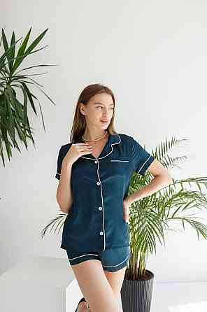 Зелений шовкова піжама з шортами Смарагд б/к M Харків