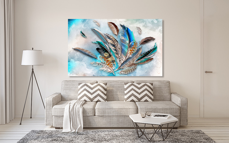 Картина полотно у вітальню / спальню   Абстракція Пір'я   MLP_277 ( 60х30см ) 70x140 см Київ - фото 2