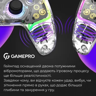 Геймпад GamePro GPS13T BT 5.3/USB/PC/iOS/Android/PS3/PS4 RGB Transparent (GPS13T) Вінниця - фото 7