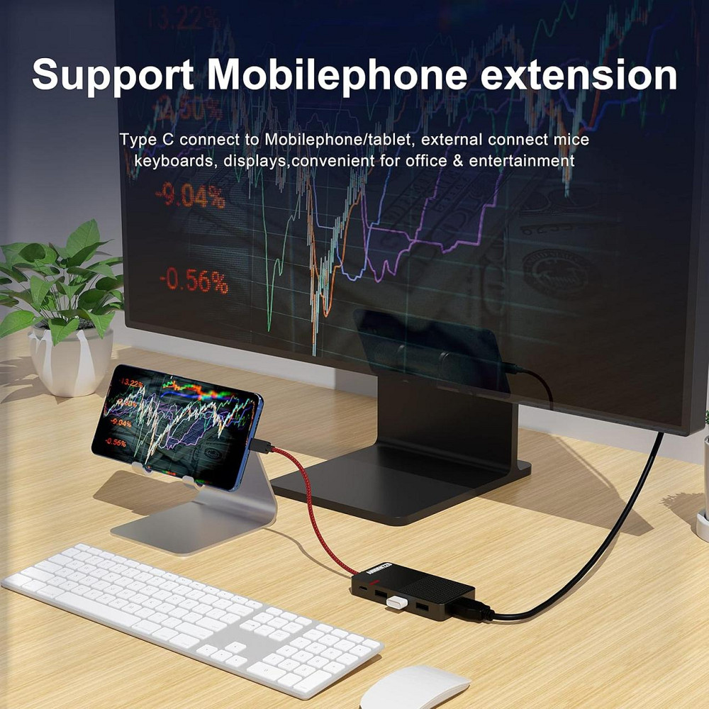 Док-станция 7в1, USB-C хаб с HDMI 4K, USB 3.0, кардридерами SD/TF, PD зарядкой 100W черный HUB Type-C PD 100Вт Киев - изображение 4