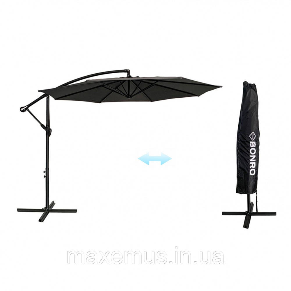 Садовая зонт Bonro B70 12 на 3 м 8 спиц зонта для террасы и сада серый + чехол Мостиська - фото 5