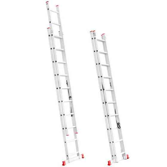 Драбина алюмінієва, 2‑секційна універсальна розкладна, 2×10 сход., 4,81 м, 150 кг INTERTOOL LT-0210 Київ