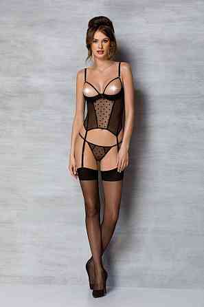 Корсет Passion MARINA CORSET, L/XL, black, с открытыми чашками Sex Aura Киев