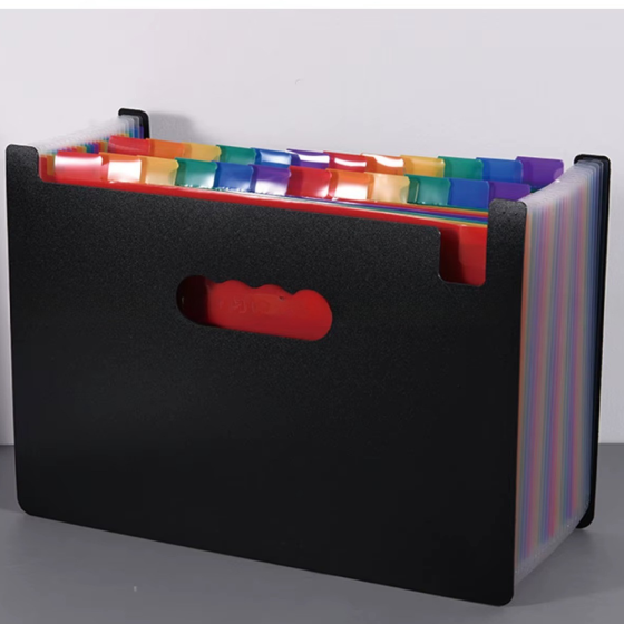 Папка-органайзер для хранения документов и файлов формат А4 на 24 отделения,с цветными вкладками,черная 330x240x30 мм Каменец-Подольский