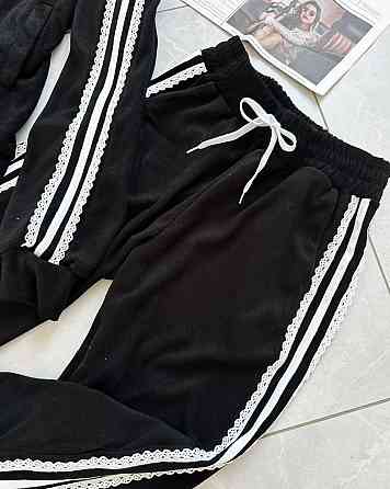 Жіночий стильний прогулянковий велюровий костюм-двійка Чорний, 52/54 Одеса