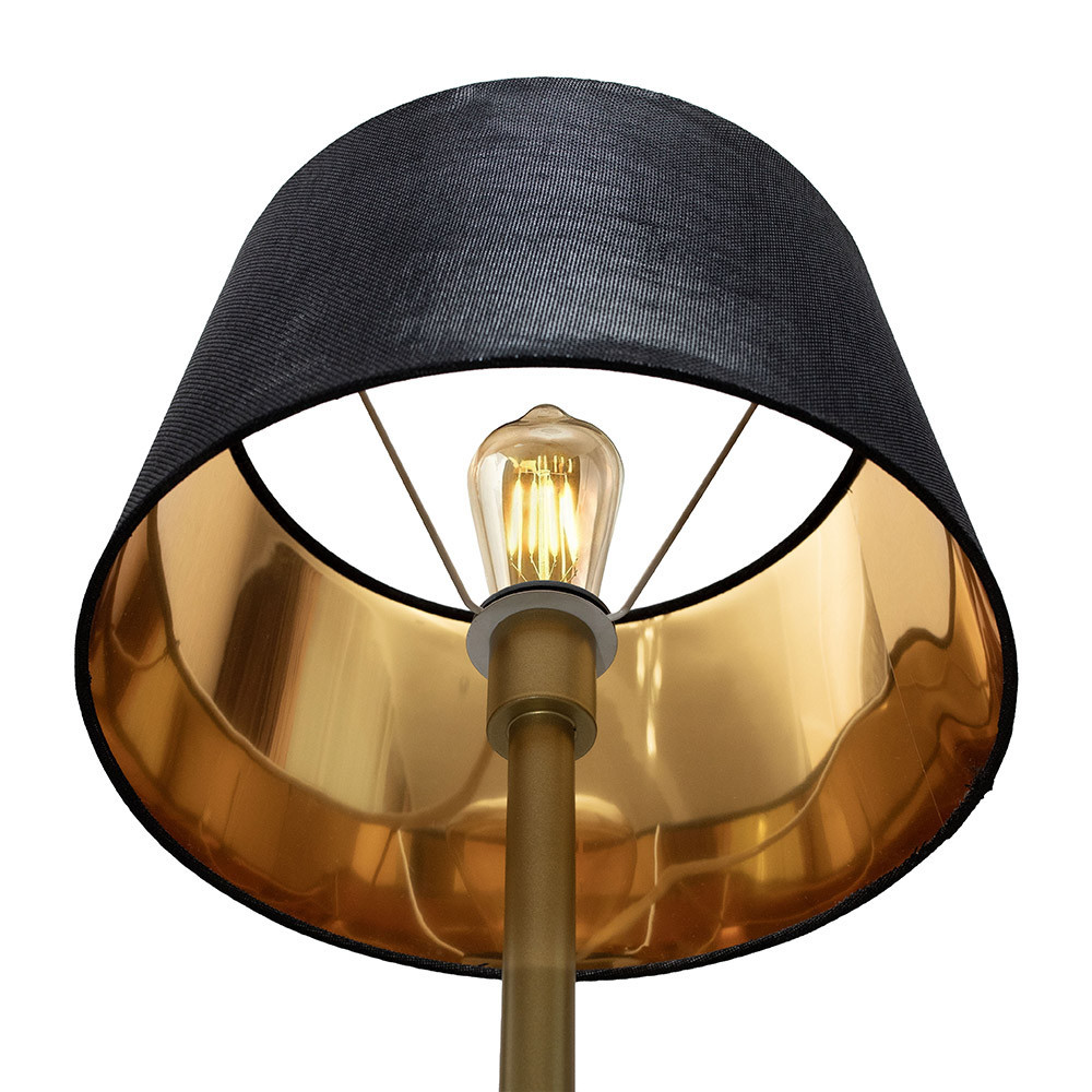 Торшер MSK Electric з чорним плафоном із тканини під лампу Е27 із золотою основою NL 3621 GD+BK Одеса - фото 5