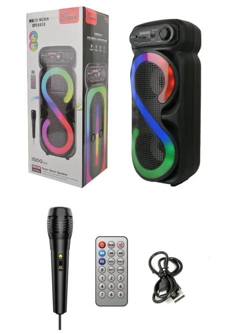 Портативна музична колонка Bluetooth ZQS-4270M, потужний звук, підтримка USB/TF, FM, AUX, LED підсвітка Одеса - фото 6