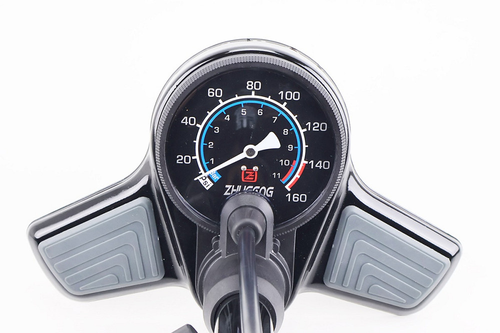 Насос ручний "підлоговий" алюмінієвий з манометром 160 psi/11 bar, під штуцера Schrader&Presta, P32B-07 Київ - фото 2