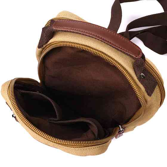 Цікава чоловіча сумка через плече із щільного текстилю Vintage 22194 Пісочний Київ