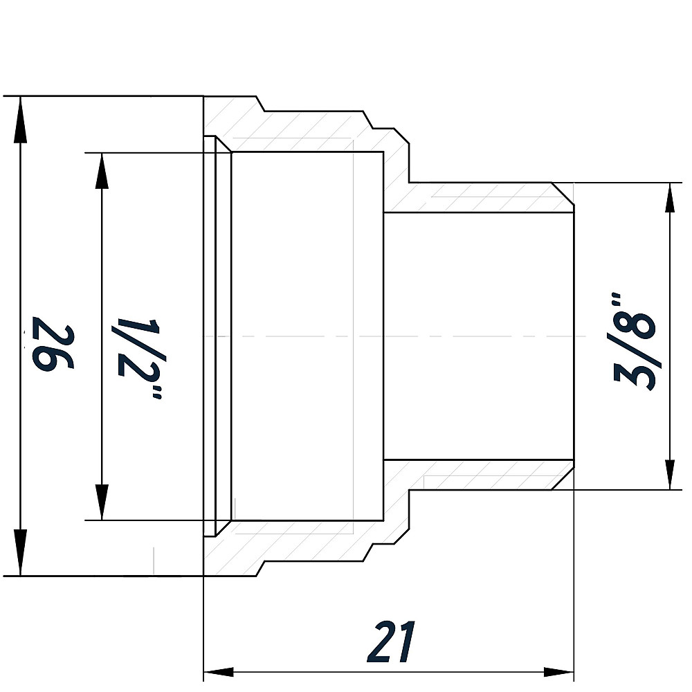 Перехідник редукційний 1/2″х3/8″ВЗ нікельований восьмигранний NK323O OPTIMUM Тернополь - изображение 3
