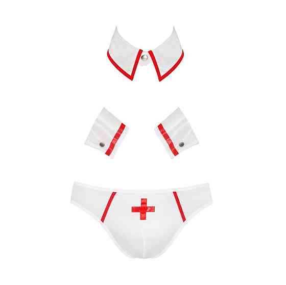 Комплект эротического мужского белья Passion 037 GREGORY XXL/XXXL White, трусы, воротник, манжеты Sex Aura Киев