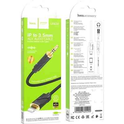 Кабель мультимедійний Lightning to 3.5mm M 1.0m silicone black HOCO (6942007625494) Вінниця