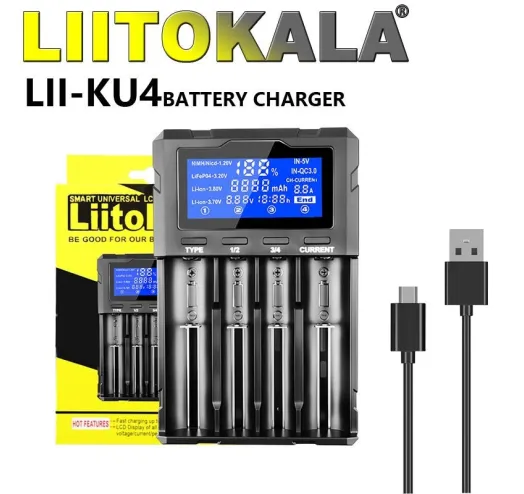 Зарядное устройство универсальное LiitoKala Lii-KU4 LCD Type-C для аккумуляторов (Li-ion IMR LiFe NiMH/CD) на 4 канала Киев - изображение 5