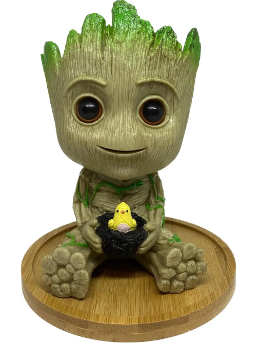 Горщик для вазонів та канцелярії Грут Groot G9 Малюк з пташеням + кругла підставка Вінниця - фото 1